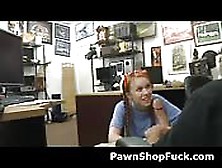 Redheaded Beauty Sucks Dick In Shop