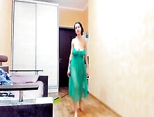 Hottie Myla Angel Into Green Transparent Dress!