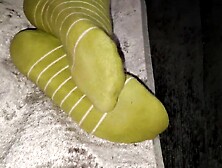 That babe not fast takes off her socks during the time that I film her