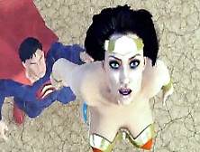 3D Wonder Woman Sucking On Superman's Hard Cock