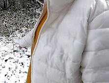 Naked walking and titslapping in the snow