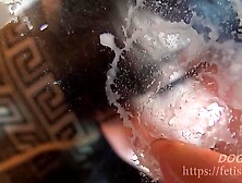 Dog sniffing pretty girl. Her "dirty" pussy juice, booger, etc