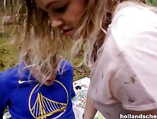 Dutch hoe banged inside the woods