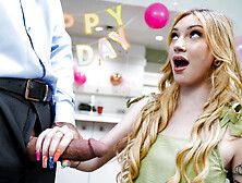 Eighteen-year-old cutie Daisy Lavoy gets a big dick for her birthday