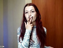 Adelina is smoking More 120s cigarette at home | 4k video resolution