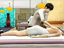 Mom asks her masseur's son to give her a massage after she suddenly visited him at his workplace - Mother and Stepson