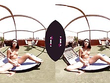 PORNBCN VR 4K - A youthful girl fapping outside her terrace until she splatters.  Jade presley - Virtual Reality spycam 180