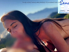 Outdoor blowjob at the mountain top with stunning brunette Sandralydx