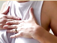 Sexy wet white shirt getting hosed down in slow motion