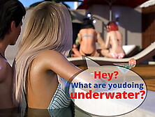 Blonde tries to cums quietly in a public pool but her snatch juice gets mixed in the water (Become a Rockstar - Emma two)
