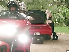 Busty Trans Aubrey Kate Fucks Biker Girl