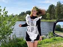 - Will you be my kept woman? Schoolgirl fucks and sucks a stranger's cock in his car.