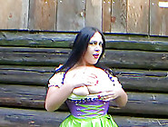 Busty Latex Dirndl Dress - Outdoor Blowjob Handjob Titfuck - Fuck my nasty Mouth - Cum on my big natural tits