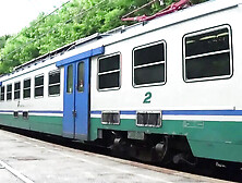 Amateur chick with colored hair sucks cock and gets fucked on railway