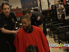 Horny Cops Arrive At A Barbershop To Fuck A Black Mature Man With A Massive Cock Just For Fun