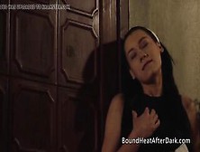 Voyeur Lesbian Maid Sneaks Behind Door And Masturbates