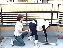 Young Shy Asian Gets A Hole In Her Jeans And Gets Toyed With Pink Dildo (18+)