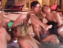 Lesbian hot tub orgy