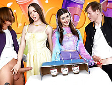 Cum and Content - Hazel and Julia's Steamy Smoothie Defiance with Steprothers