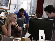 Natalie Norton seduces office colleague after hours - Big ass blonde secretary creamed on tits