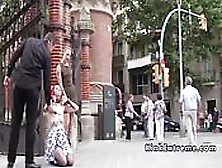 Bare Tits Redhead Disgraced In Public