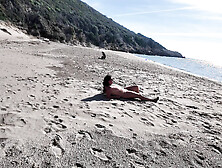 Curvy Stranger Nudist And Voyeur On The Beach.  Funny Dildo! "bye Bye!"