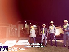 Venezuelan Tierna gets double anal for the 1st time in Fresh Year's and ends up on group-sex.