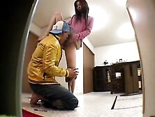 Slender Japanese wife seduces a guy to take care of her sex