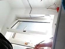 Wife spied in bathroom seated in the bathtub