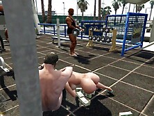 Tracey have sex with her Sugar dad Trevor in outdoor beach gym