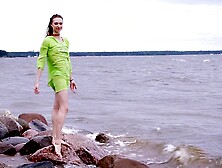 Sexy Ballerina In Tights Gets Naked on the Couch