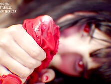 E-whore gives a hand-job with her warm panties