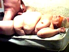 big beautiful woman granny copulates on table