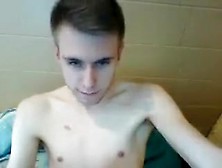 Skinny Blond Dutch Teen Wanks His Big Curved Cock For Girl