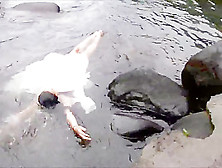 Floating Down A Stream In Tahiti French Polynesia 2015.