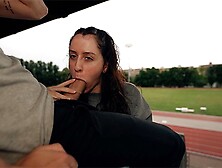 almost caught chick gets cumshot in public school after lesson - little arden