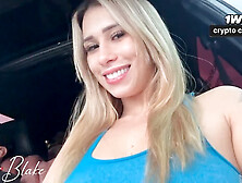 Public blowjob with cum on face as Katty Blake gives a thrilling fellatio