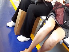 her sexy long legs hot upskirt (fake) feets toes