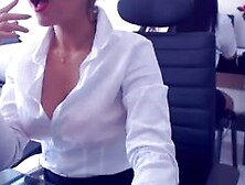 Young Secretary Masturbate On Workplace