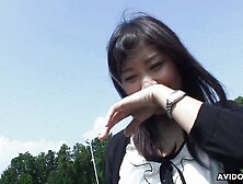 Japanese Brunette Karin Asahi Lets A Stranger Fingerfuck Her Hairy Pussy  On The Street Uncensored