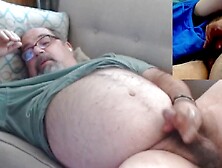 Chubby Old Man Shows Big Belly And Jerks Off Watching Gay Porn