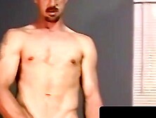 Bald hunk cums on mature face after vigorous jerking