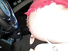 Bs010619 003115 Sv Katya Is Driving Her Car Wearing Her Red Mini Skirt And Using Her Slave As A Human Driver Seat Cushion