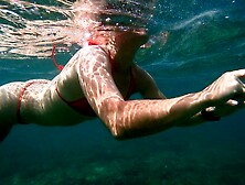 Milf Underwater Orange Microbikini Thong