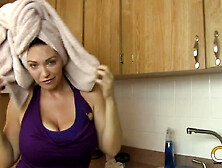 Cougar Sucks Big Dick While He Washes Her Hair - Charlee Chase