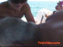 2 Grannies.  a TEEN and a ROUGH OCEAN