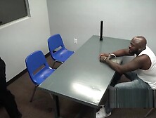 Black bald guy is caught by milf cops at massage place