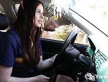 Sexual Yanks Beauty Matilda Masturbating While Driving