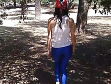 Sexy Girl In Blue Legings In The Park1. Mp4