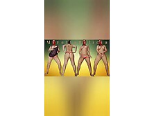 Mirella Delicia is a naughty bitch dancing in a purple sheer dress and red panties,  rocking her mouth and doing a striptease